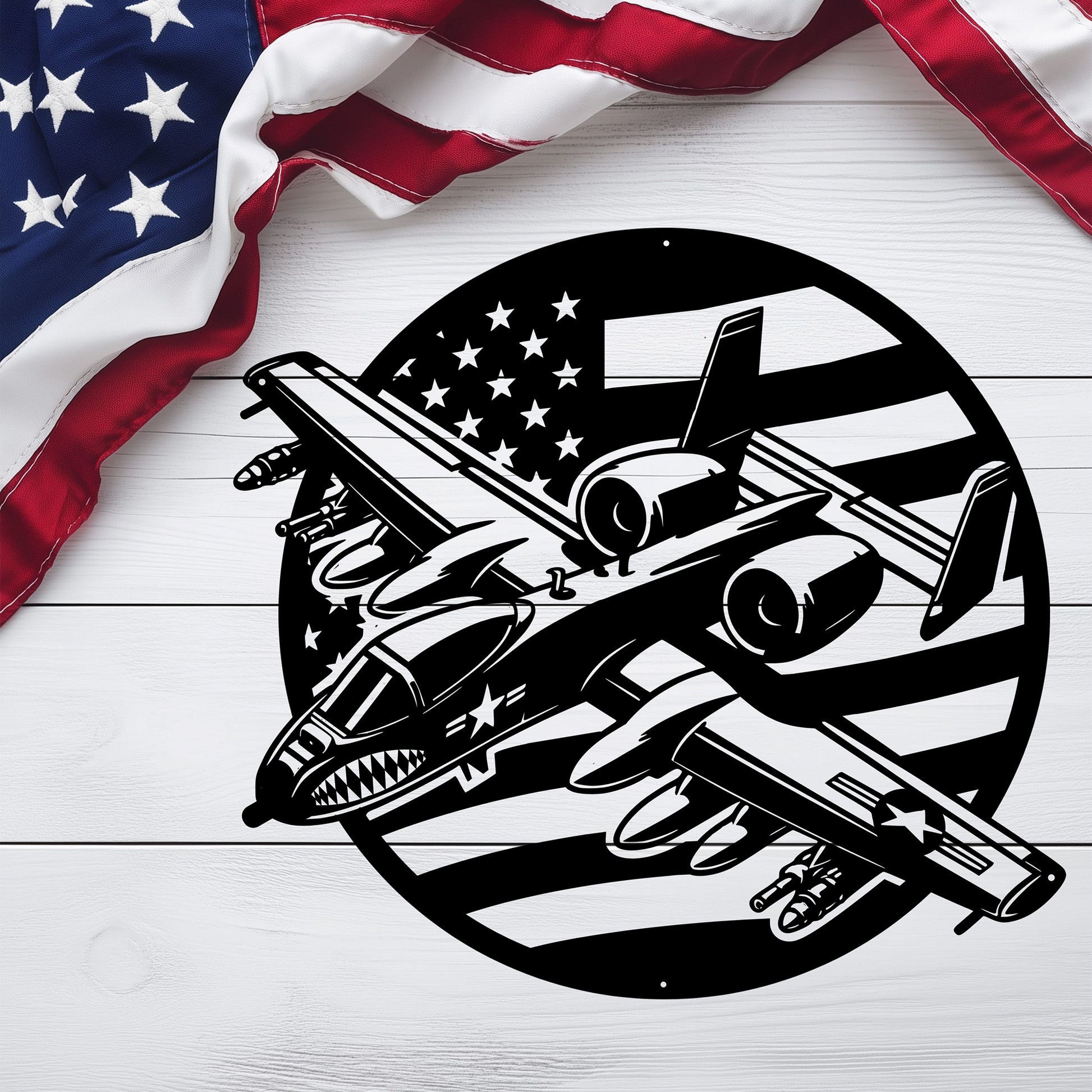 A - 10 Warthog "BRRRRRT" Patriotic Metal Wall Art - Power. Precision. Patriotism. - MAIKERU STUDIO