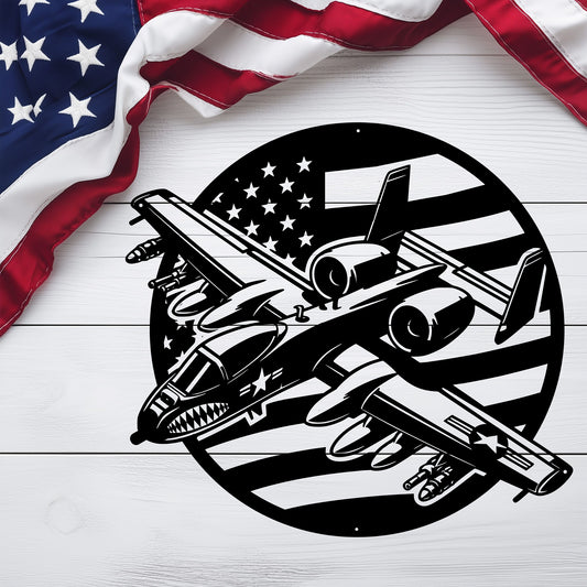 A - 10 Warthog "BRRRRRT" Patriotic Metal Wall Art - Power. Precision. Patriotism. - MAIKERU STUDIO