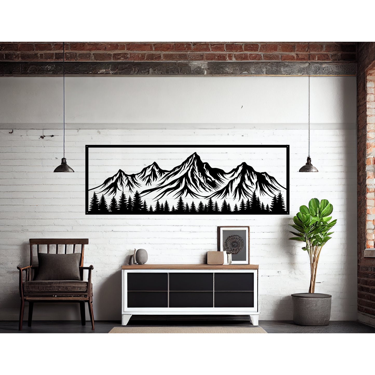 Mountain Scene View Metal Wall Art - MAIKERU STUDIO