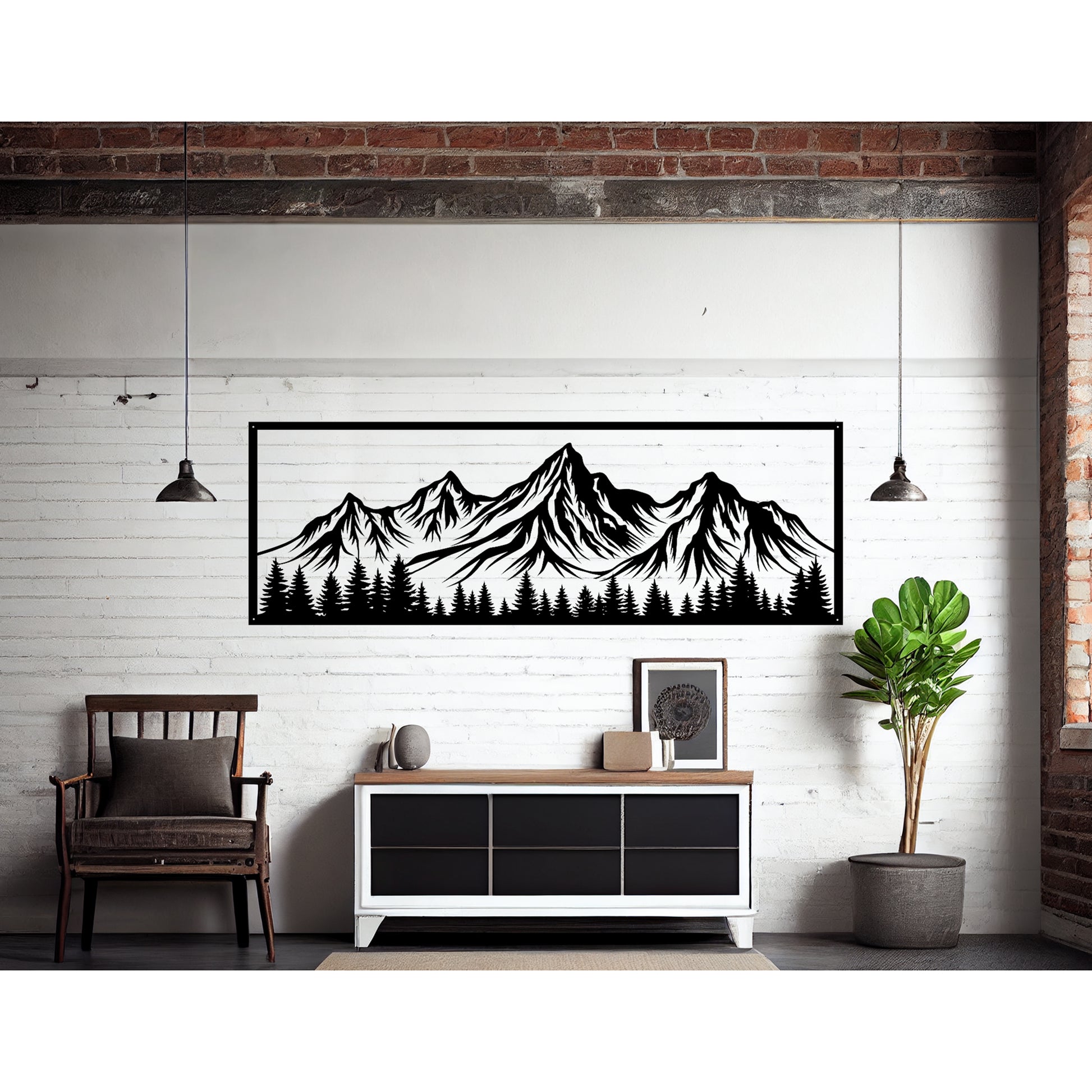 Mountain Scene View Metal Wall Art - MAIKERU STUDIO