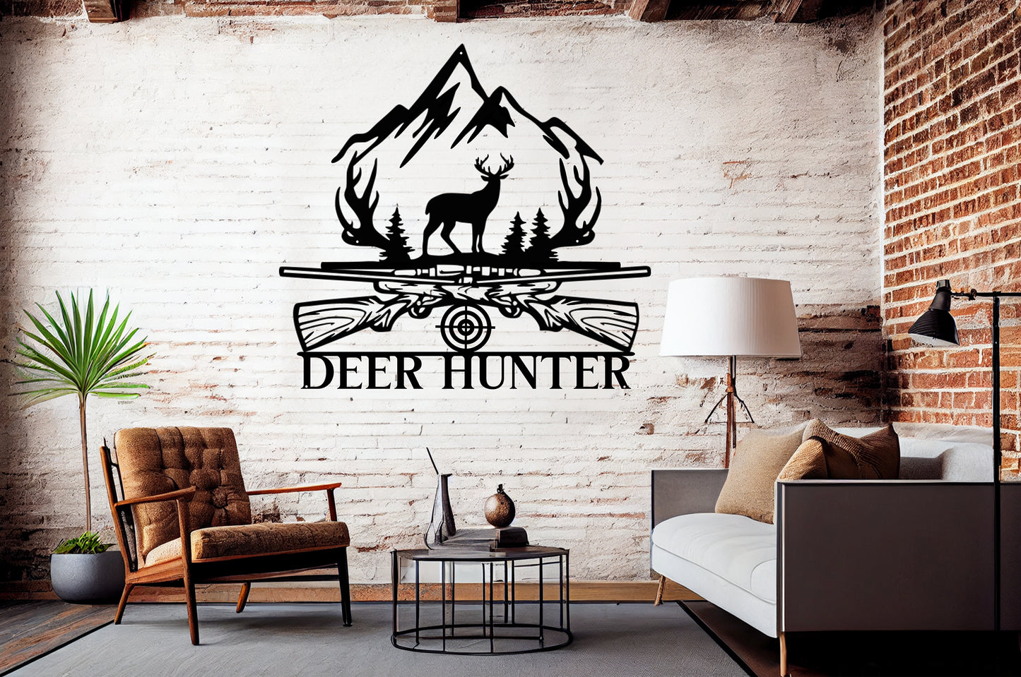 Deer Hunter Sign Metal Wall Art - MAIKERU STUDIO