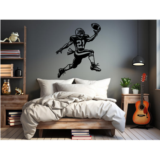 American Football Player Catching The Ball Metal Wall Art - MAIKERU STUDIO