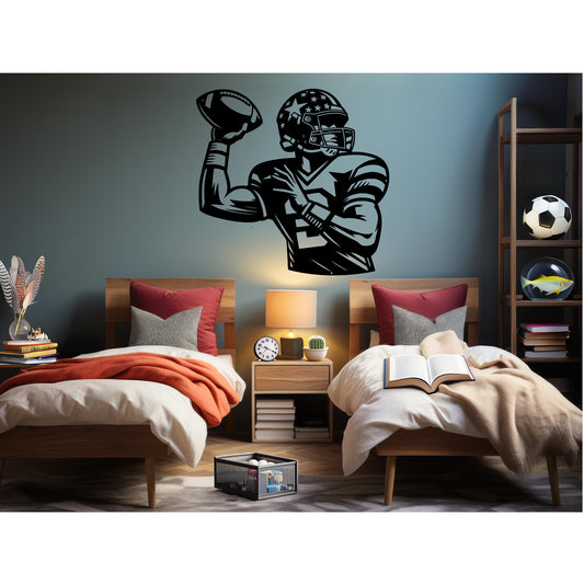 American Football Quarterback Metal Wall Art - MAIKERU STUDIO