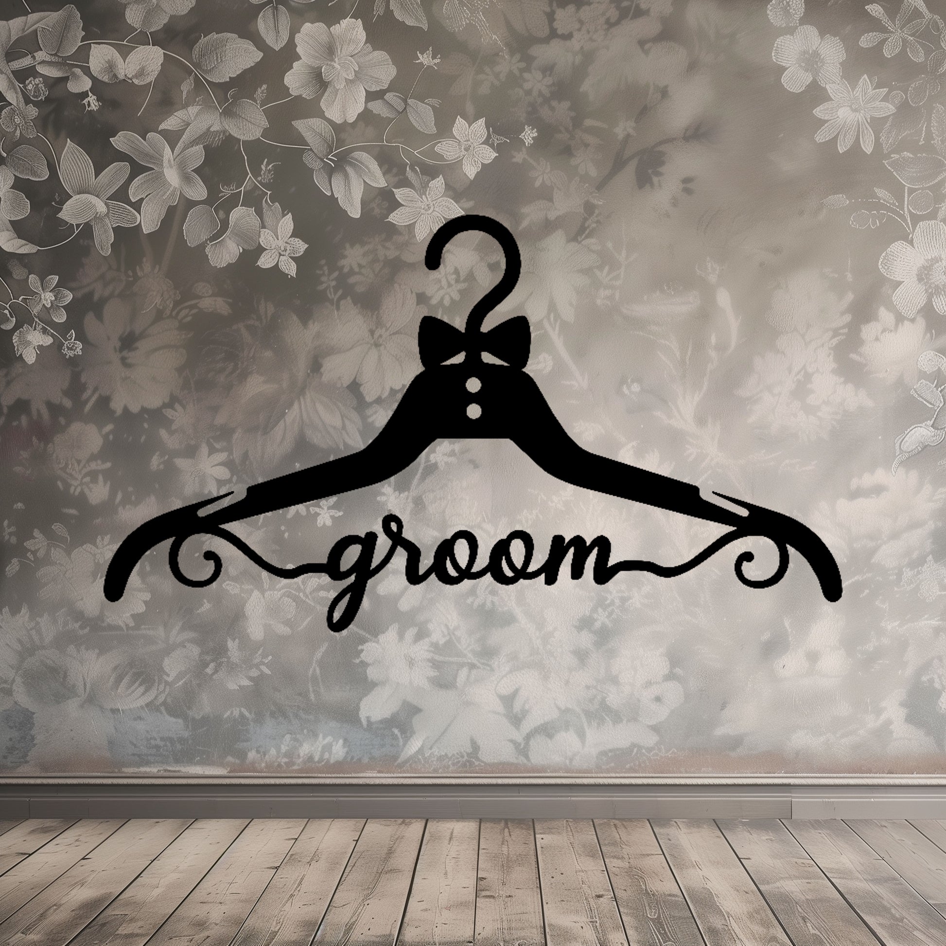Fun Groom Wedding Coat Hanger Metal Wall Art - MAIKERU STUDIO