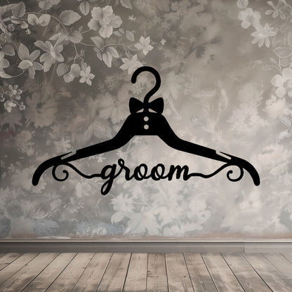 Fun Groom Wedding Coat Hanger Metal Wall Art - MAIKERU STUDIO