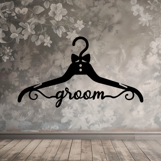 Fun Groom Wedding Coat Hanger Metal Wall Art - MAIKERU STUDIO
