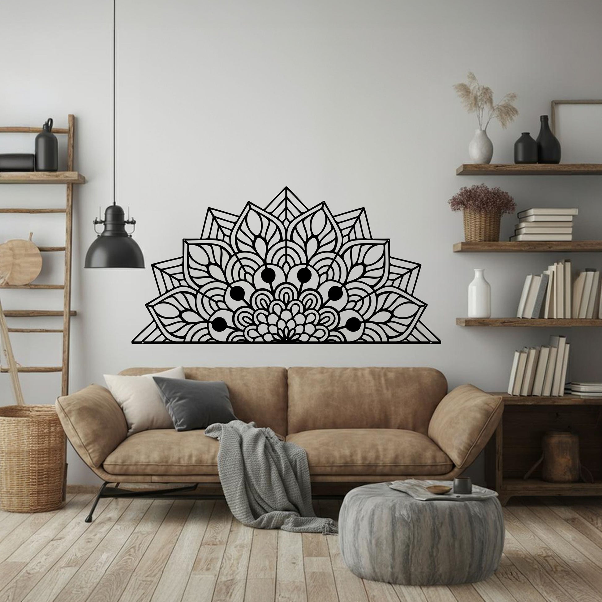 Half Mandala - Petal Harmony Metal Wall Art - MAIKERU STUDIO