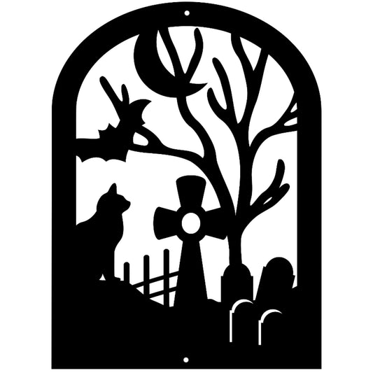 Halloween Gravestone With Cat And Graveyard - MAIKERU STUDIO