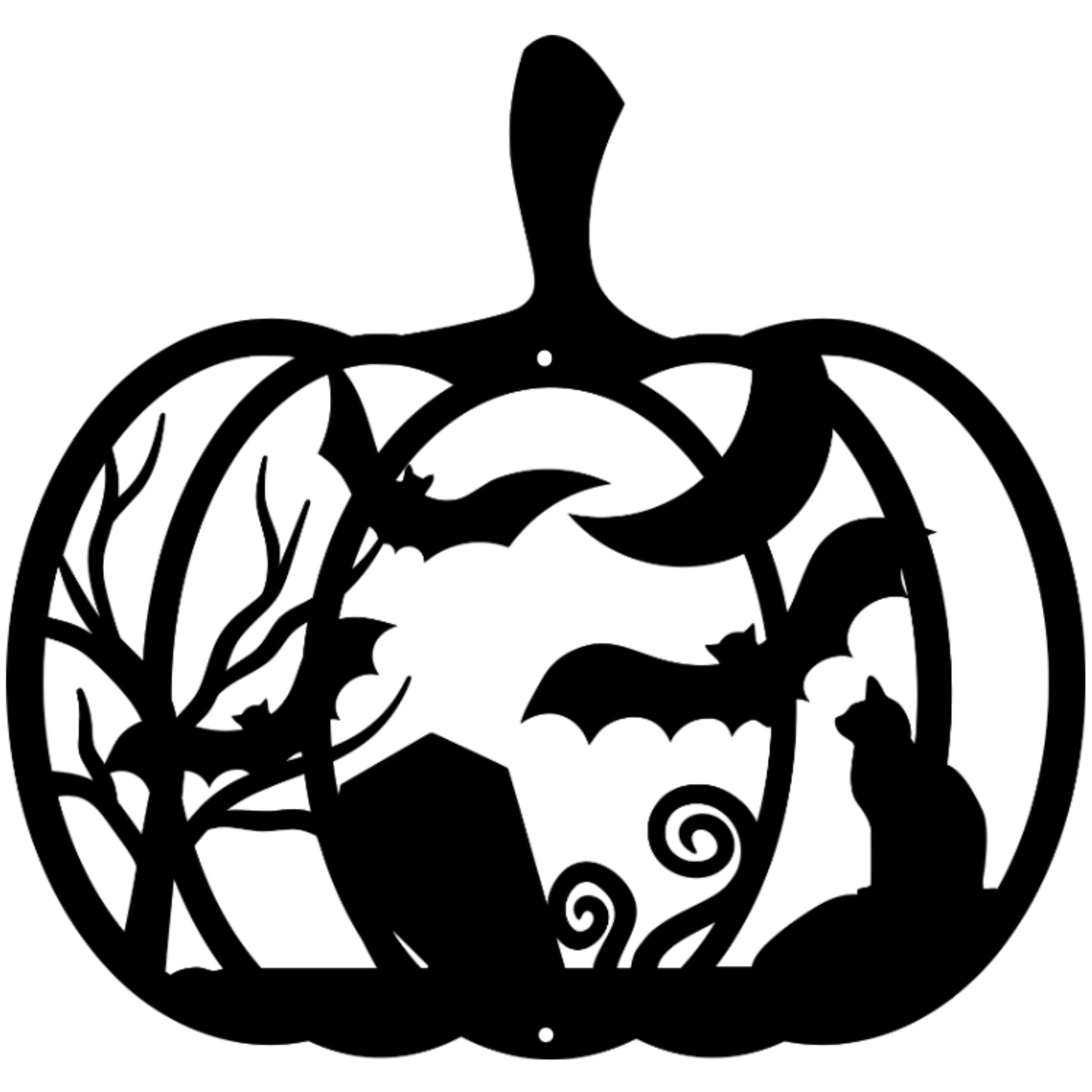 Halloween Pumpkin With Bats And Coffin - MAIKERU STUDIO