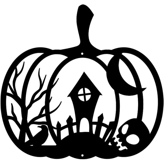 Halloween Pumpkin With Skull And House - MAIKERU STUDIO