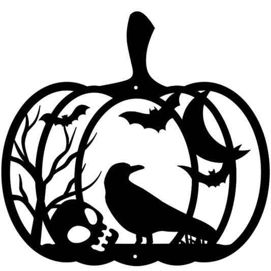 Halloween Pumpkin With Skull And Crow - MAIKERU STUDIO