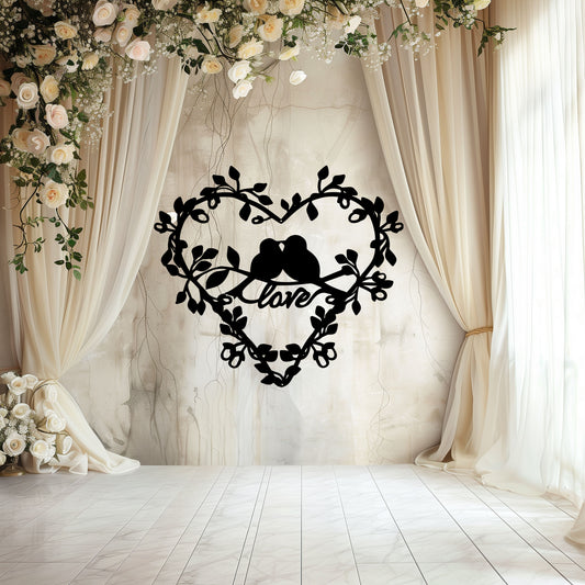 Love Birds Heart Metal Wall Art - MAIKERU STUDIO