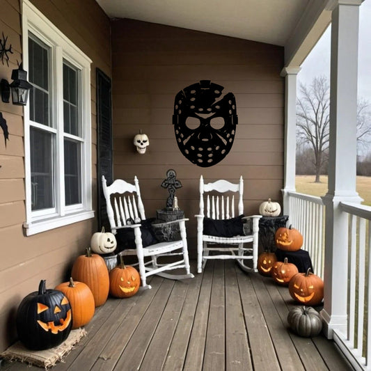 Scary Halloween Hockey Mask Metal Wall Art - MAIKERU STUDIO