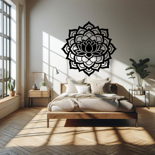 Mandala Lotus Flower Metal Wall Art - MAIKERU STUDIO