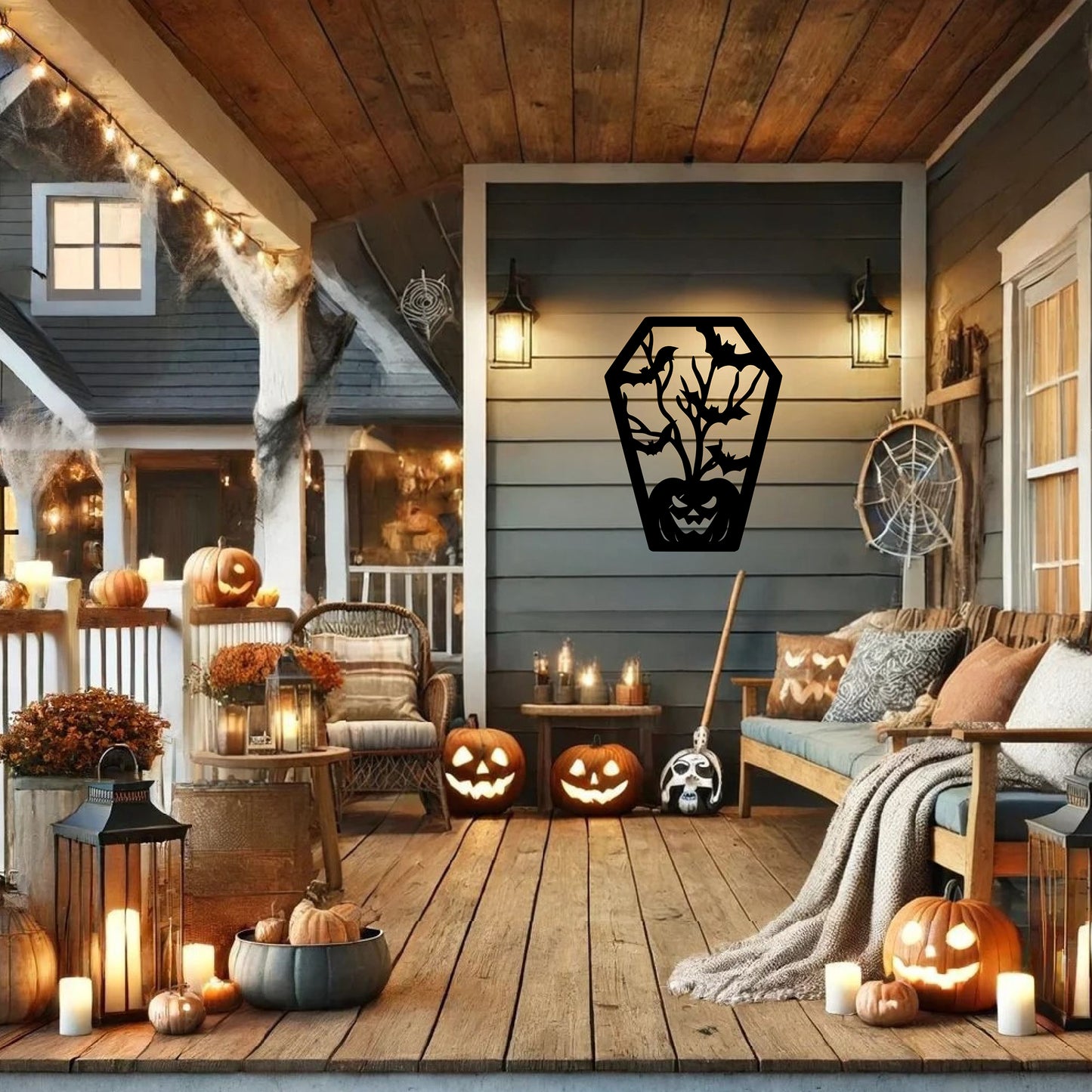 Halloween coffin with Scary Pumpkin - MAIKERU STUDIO
