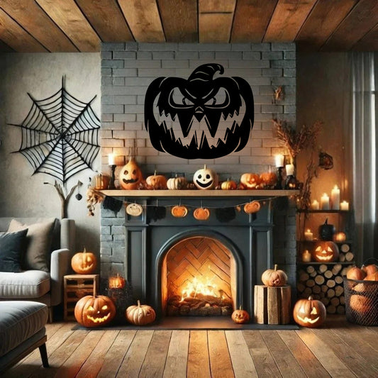 Scary Halloween Pumpkin Metal Wall Art - MAIKERU STUDIO