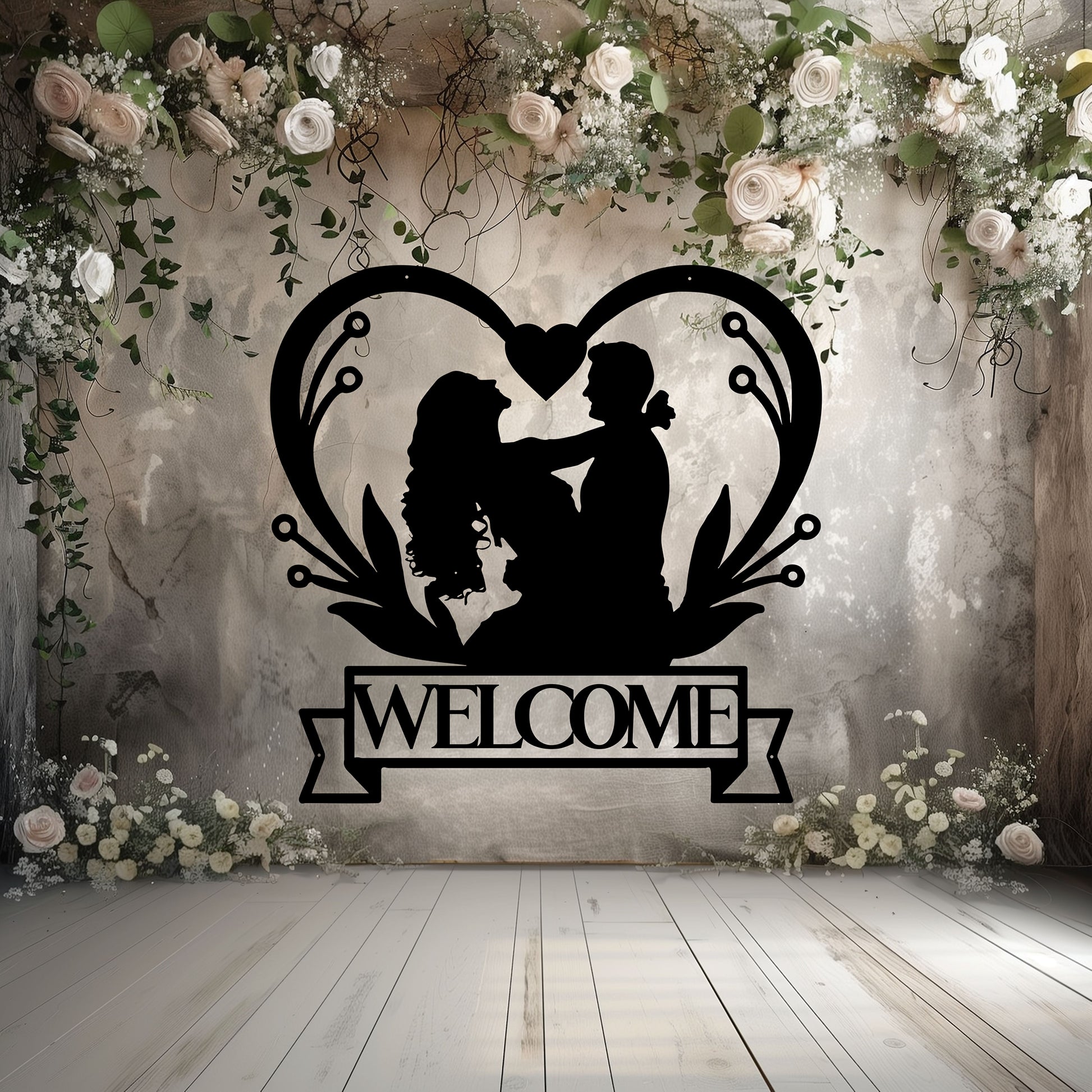 Welcome Wedding Heart Metal Wall Art - MAIKERU STUDIO