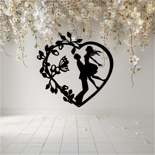 Wedding Heart With Butterfly Metal Wall Art - MAIKERU STUDIO
