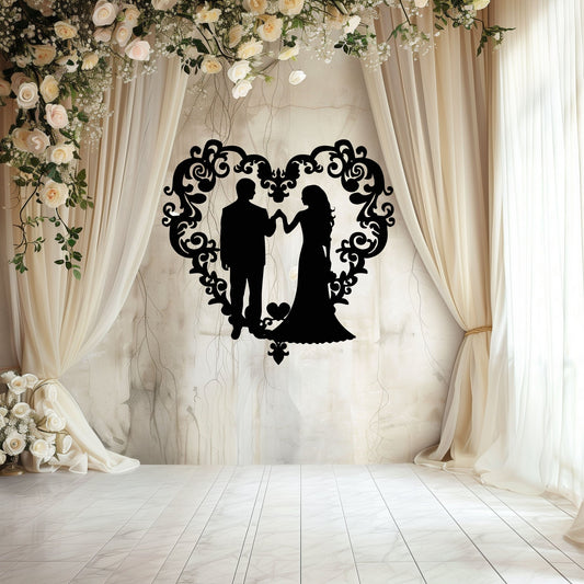 Elegant Wedding Heart Metal Wall Art - MAIKERU STUDIO