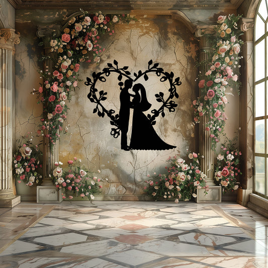 Wedding Floral Heart Metal wall Art - MAIKERU STUDIO