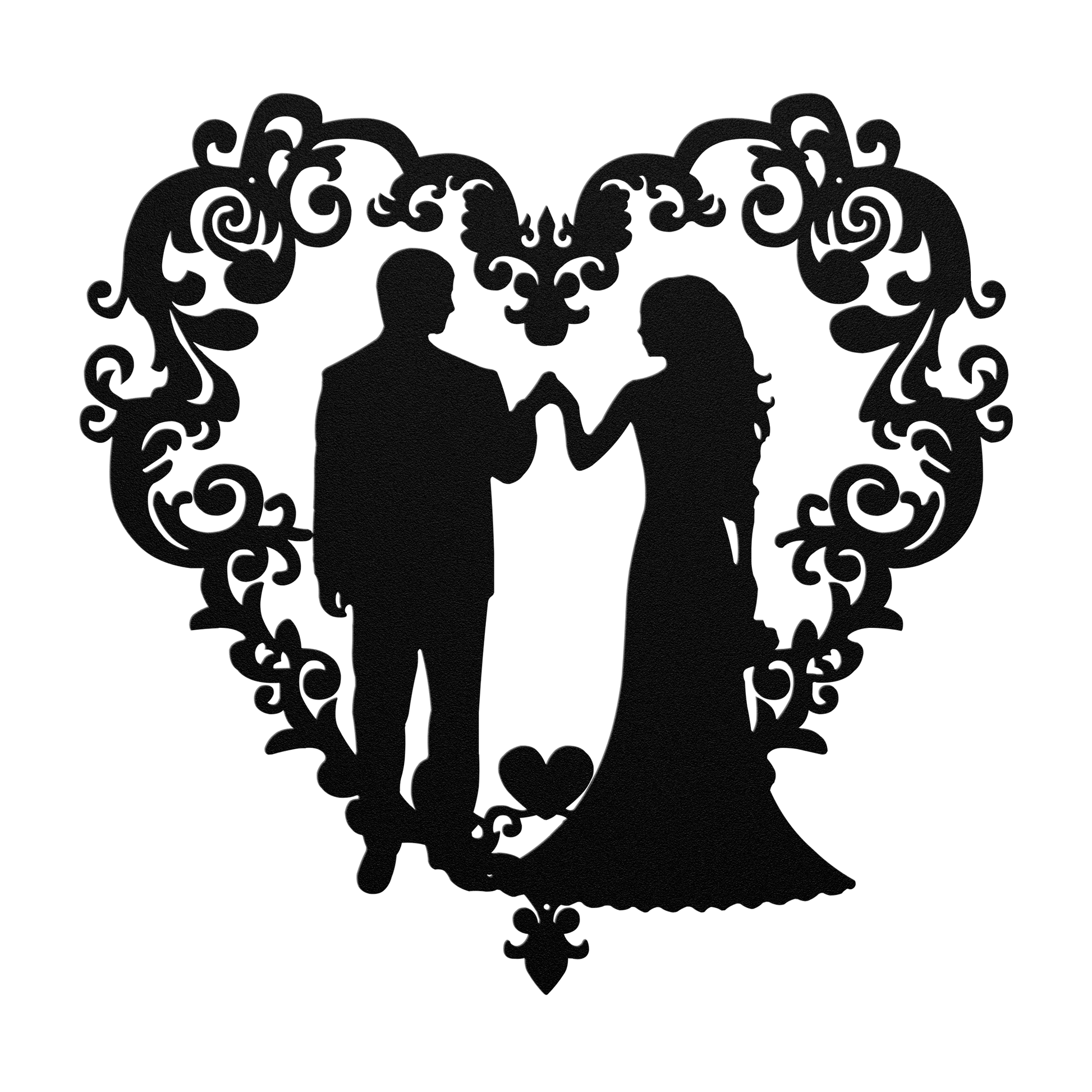 Elegant Wedding Heart Metal Wall Art - MAIKERU STUDIO