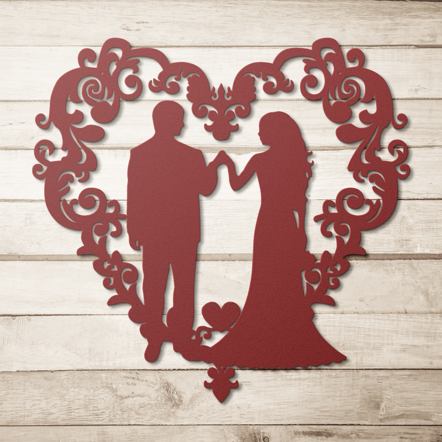 Elegant Wedding Heart Metal Wall Art - MAIKERU STUDIO