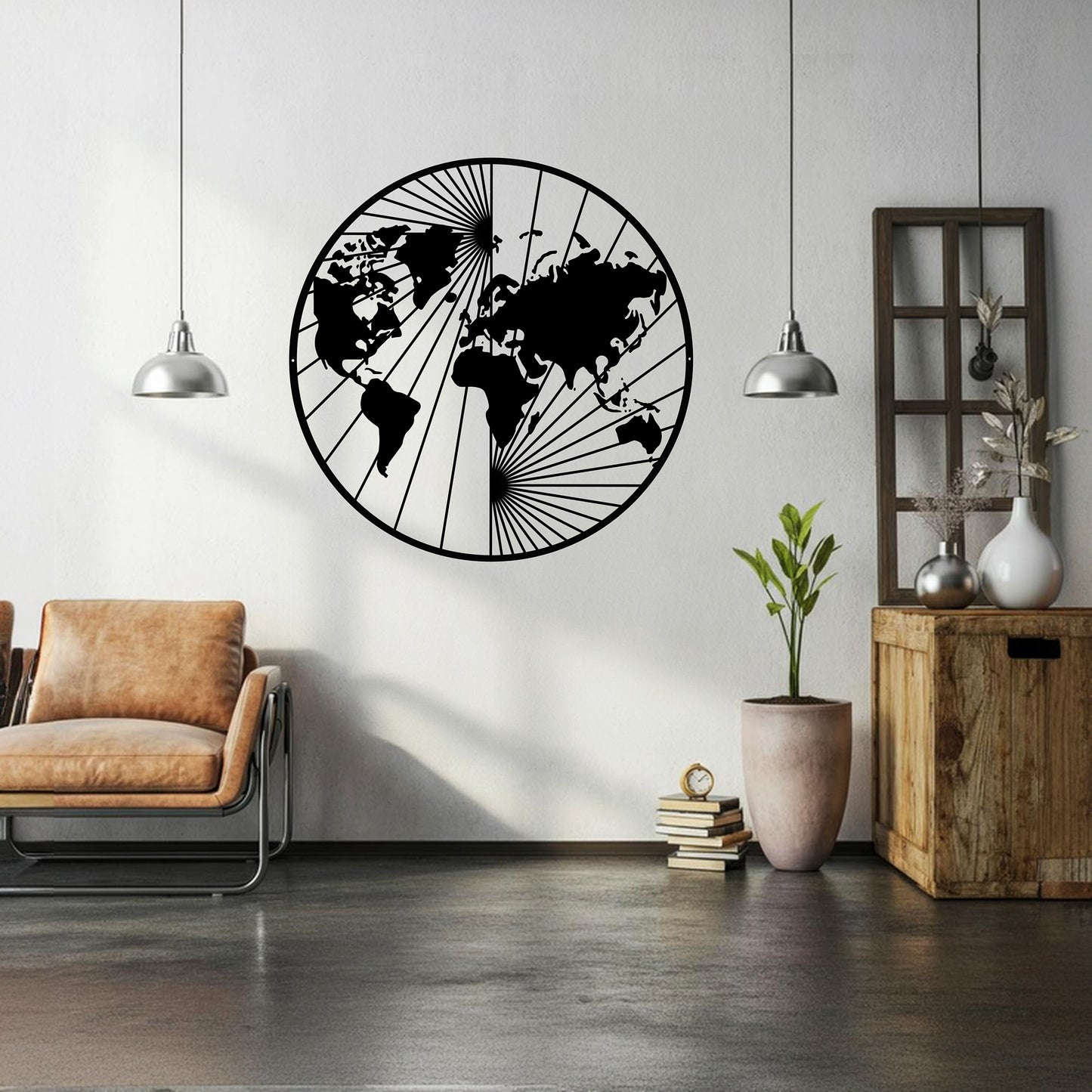 North And South World Map Metal Wall Art - MAIKERU STUDIO