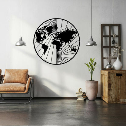 North And South World Map Metal Wall Art - MAIKERU STUDIO
