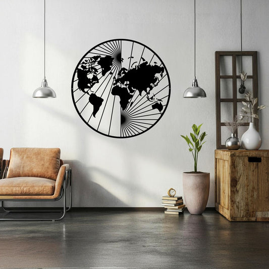 North And South World Map Metal Wall Art - MAIKERU STUDIO